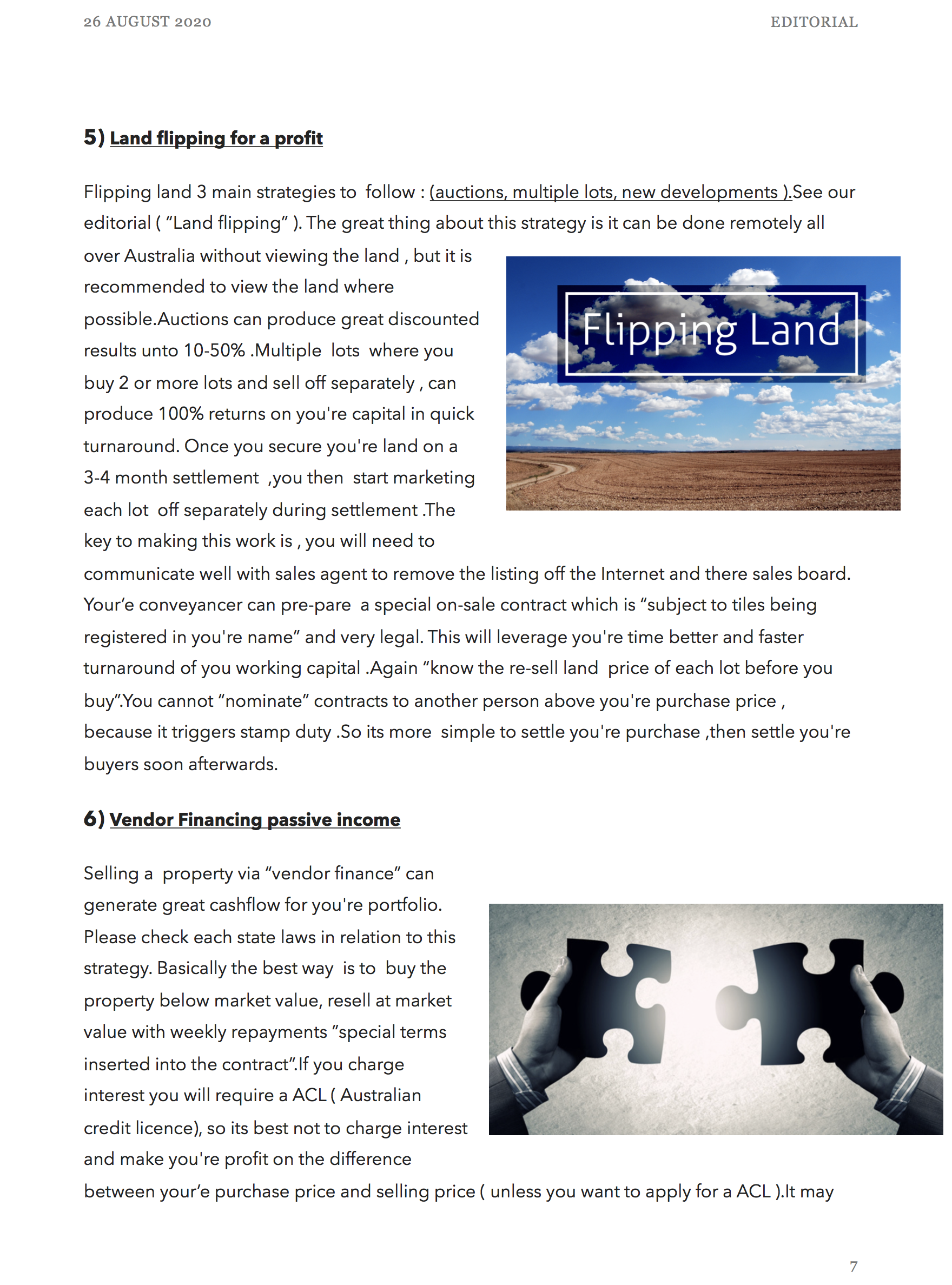 Land Flipping for a Profit